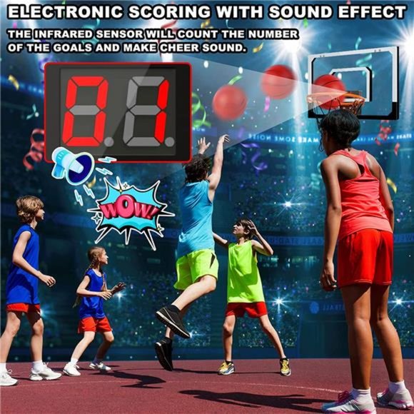 Indoor Basketball Hoop for Kids with Electronic Scoreboard Mini Basketball Hoop - Picture 3 of 7